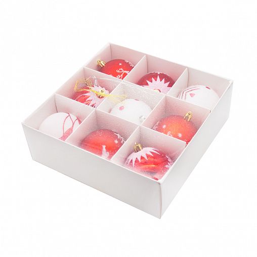 Набор елочных шаров SYSDQ-2312, d 8 см, 9 шт, разноцветный фото