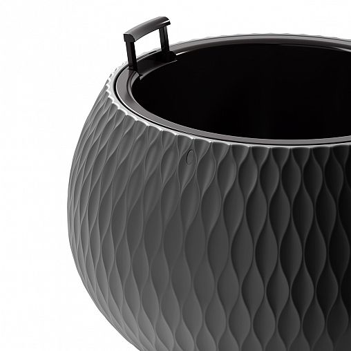 Кашпо Альтернатива Жемчужина, со вставкой, 9,7 л, графитовое фото