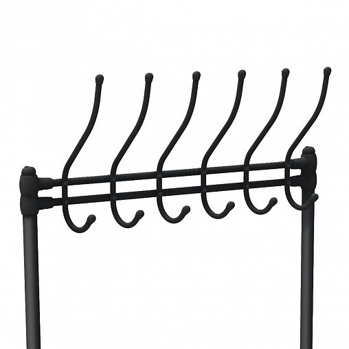 Вешалка напольная Nika, 2 полки, мягкое сиденье, 175 x 82,5 x 33,5 см, черная/матовая черная фото