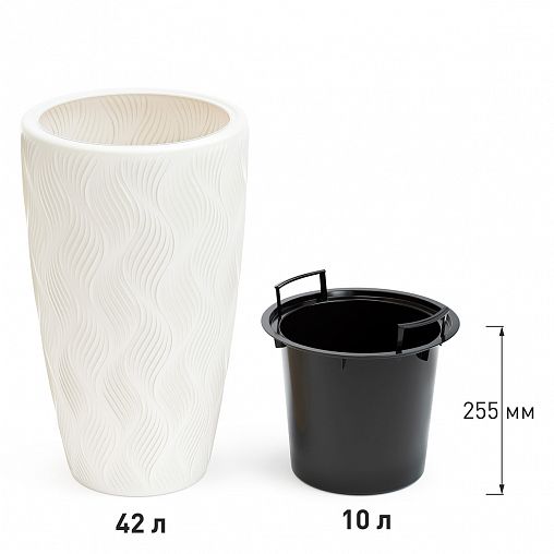 Кашпо напольное Альтернатива Флэйм, со вставкой, 42 л, белое фото