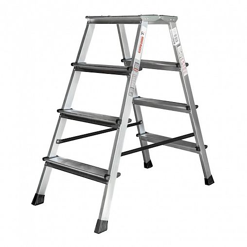 Стремянка двухсторонняя Новая высота NV 2120, алюминиевая, 2 x 4 ступени, 2,88 м фото