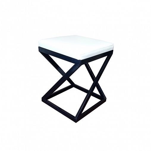 Табурет New Victoria Лофт, мягкое квадратное сиденье, 39 см, черный/белый фото