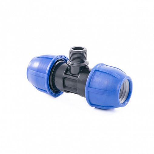 Тройник компрессионный для ПНД труб Lammin, наружная резьба, 32 x 1/2" фото