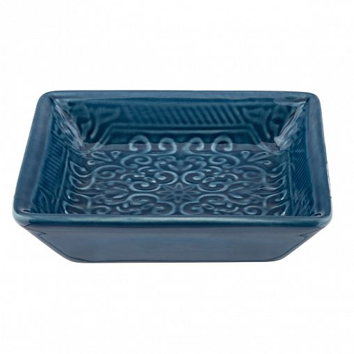 Мыльница Рыжий кот Марокко, керамика, синий фото