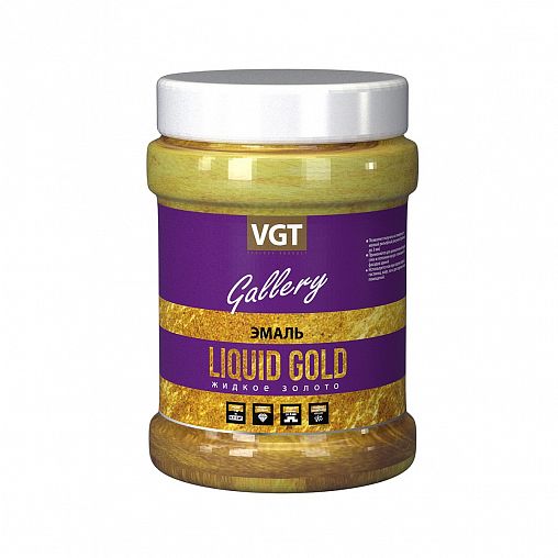 Эмаль универсальная перламутровая VGT ВД-АК-1179, 0,23 кг, жидкое золото фото