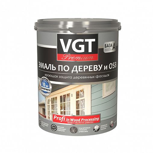 Эмаль по дереву и OSB VGT Premium, база A, супербелая, 2,5 кг фото