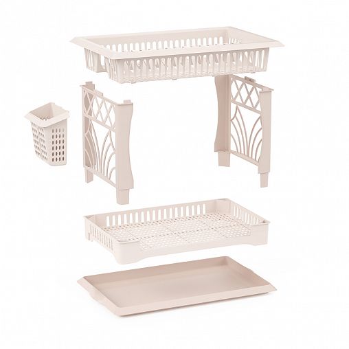 Сушилка для посуды Альтернатива Мечта Хозяйки №1, 48 x 30,5 x 30 см, светло-бежевая фото