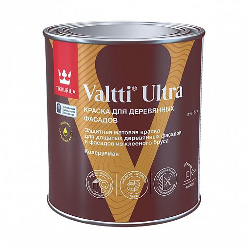 Краска для деревянных фасадов Tikkurila Valtti Ultra (Валтти Ультра), база А, белая, 0,9 л фото
