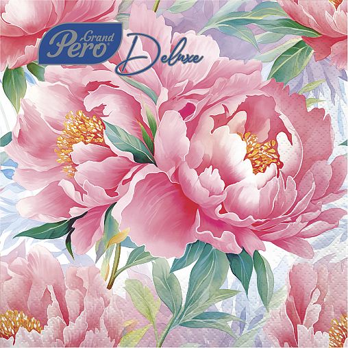 Салфетки бумажные сервировочные GrandPero Deluxe Розовый туман, трехслойные, 20 шт фото