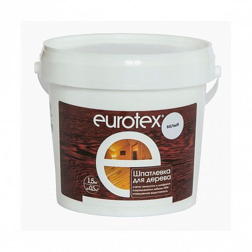 Шпатлевка для дерева Eurotex, акриловая, 1,5 кг, белая фото
