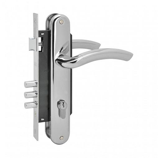 Замок врезной Нора-М 23-85 М, 5 ключей, хром фото