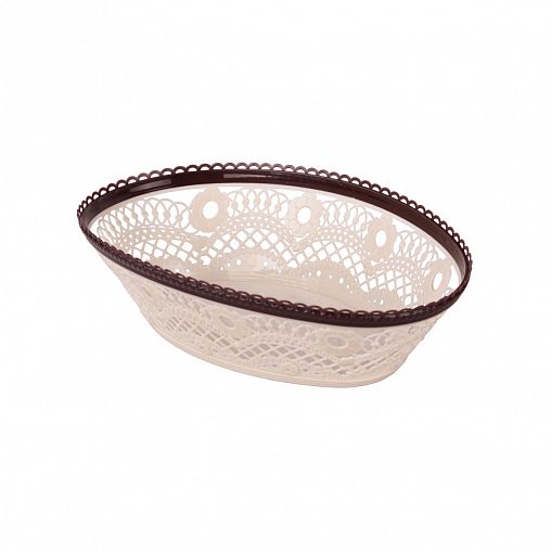 Сухарница Альтернатива Кружево, 23,2 x 16 x 6 см, слоновая кость/коричневый фото