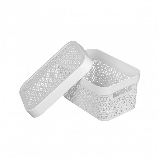 Корзина для хранения Альтернатива Элемент, с крышкой, 27 x 18,5 x 13,5 см, белая фото Корзина для хранения Альтернатива Элемент, с крышкой, 27 x 18,5 x 13,5 см, белая фото