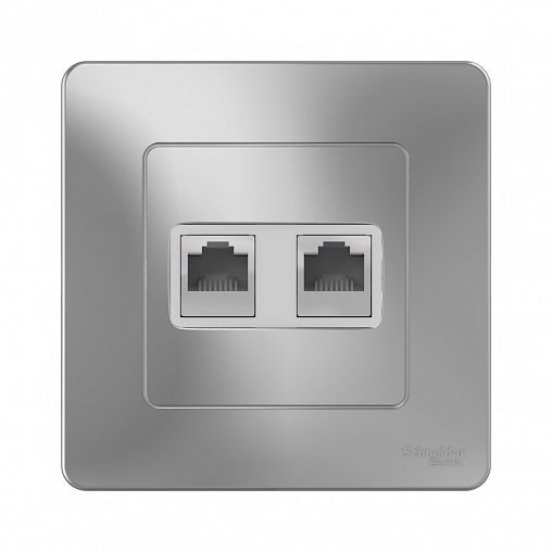 Розетка компьютерная RJ45 двойная Systeme (Schneider) Electric Blanca, встраиваемая, алюминий фото