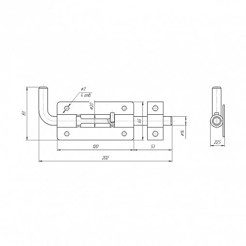 Засов дверной круглый Секрет ЗД-10, 120 мм, бронза антик фото