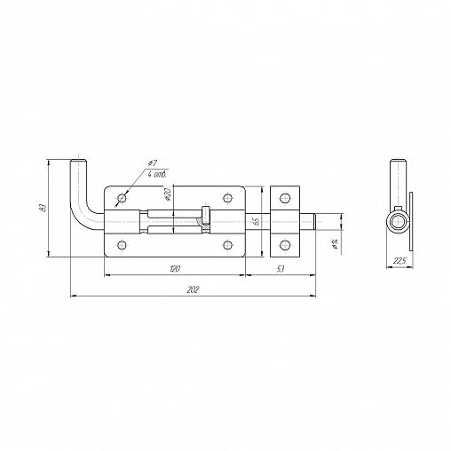 Засов дверной круглый Секрет ЗД-10, 120 мм, серебро антик фото