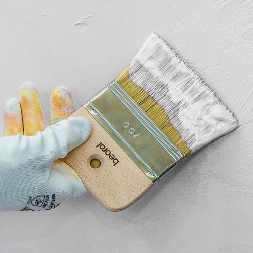 Кисть плоская Beorol Декоративные работы, смешанная щетина, деревянная ручка, 100 x 9 мм фото