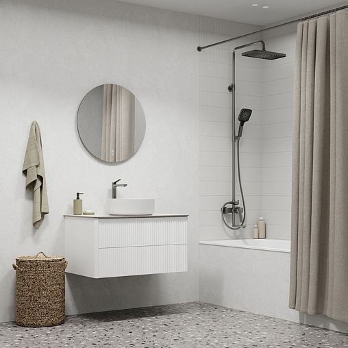 Душевая система с тропическим душем IDDIS Parker, графит фото