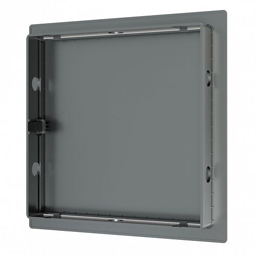 Люк-дверца ревизионная Evecs L1515N gray, пластик, нажимная, с фланцем 150 x 150 мм, 172 x 172 мм фото