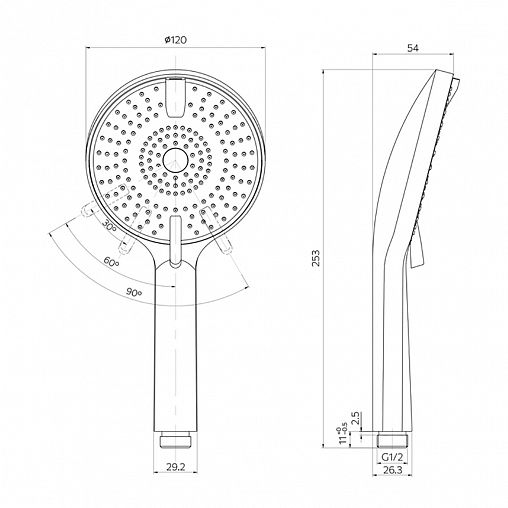 Лейка для душа Milardo Rora, 4 режима, черная матовая фото