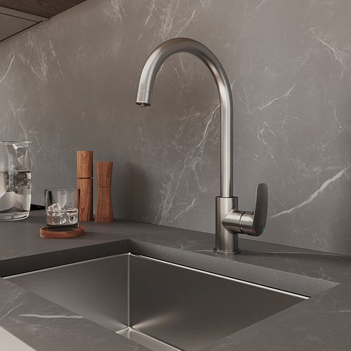 Смеситель для кухни Milardo Rora, с подключением к фильтру, сатин фото