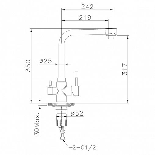 Смеситель для кухни Lemark Expert LM5060S, с подключением к фильтру, однорычажный, нерж. сталь фото