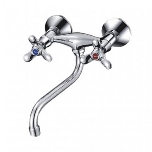 Смеситель для кухни настенный Fauzt FZ 490-А07, двухвентильный, хром фото