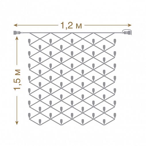 Электрогирлянда-конструктор Vegas Сеть, 144 LED ламп, 1,2 x 1,5 м, желтая фото