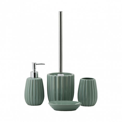 Туалетный набор Swensa Roya, ерш с подставкой, керамика, зеленый фото