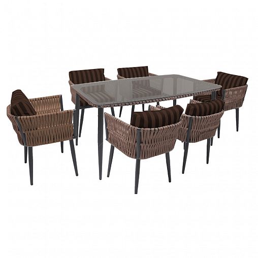 Комплект садовой мебели Alfart Tinto4 (6 стульев, 1 стол), орех фото