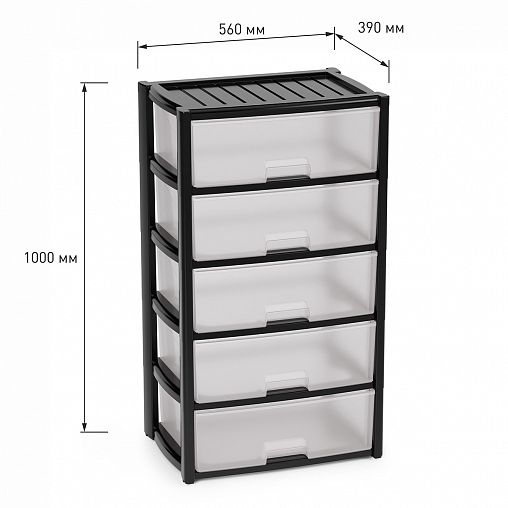 Комод пятисекционный Альтернатива Колорит, 56 x 39 x 100 см, черный фото