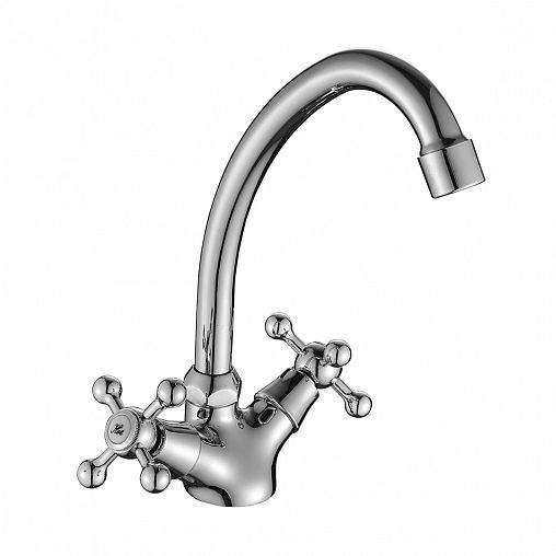 Смеситель для кухни Decoroom DR54028, двухвентильный, хром фото