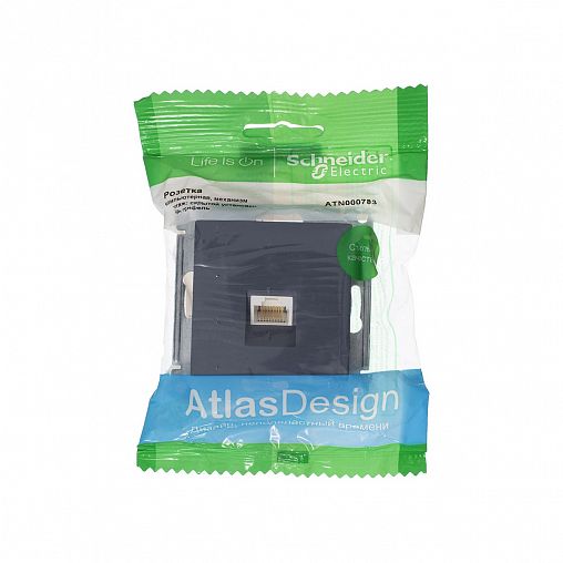 Розетка компьютерная RJ45 Systeme (Schneider) Electric Atlasdesign, встраиваемая, грифель фото