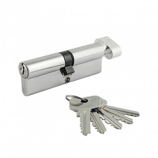 Цилиндровый механизм Нора-М STD Z ЛВ-90 (45-45), ключ/вертушка, хром фото