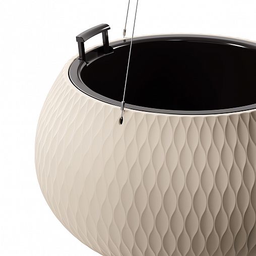 Кашпо подвесное Альтернатива Жемчужина, со вставкой, 16 л, бежевое фото