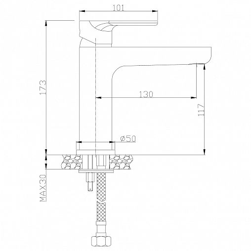 Смеситель для раковины с коротким изливом Rossinka RS33-13, однорычажный, хром фото
