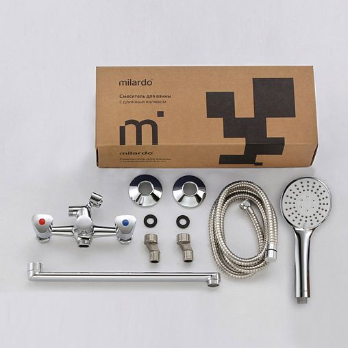 Смеситель для ванны с душем Milardo Tring, с длинным изливом, хром фото
