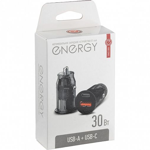 Автомобильное зарядное устройство Energy ET-44А, USB/Type C, черное фото