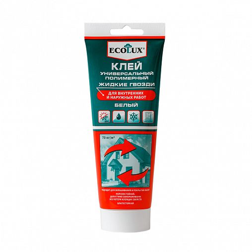 Клей универсальный полимерный Ecolux Жидкие Гвозди, морозостойкий, 200 мл, белый фото