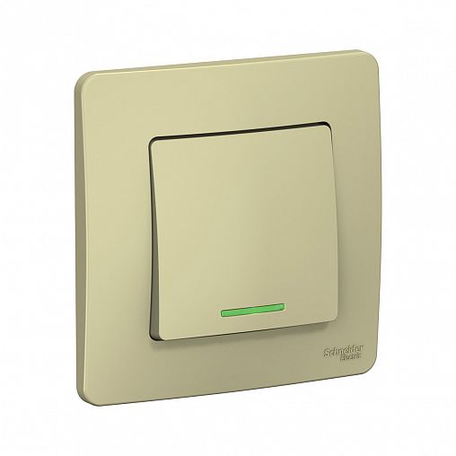 Переключатель 1-клавишный Systeme (Schneider) Electric Blanca, встраиваемый, с подсветкой, бежевый фото