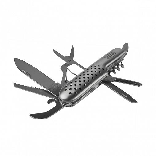 Многофункциональный складной швейцарский нож Кедр 15 в 1, металлический корпус, 9 см фото