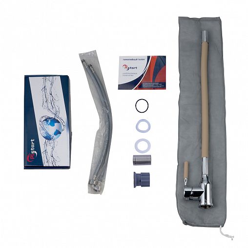 Смеситель для кухни PLStart PG54022B22, с гибким изливом, хром/бежевый фото