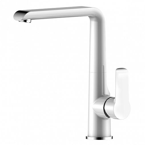 Смеситель для кухни Rossinka W35-23, однорычажный, хром/белый фото