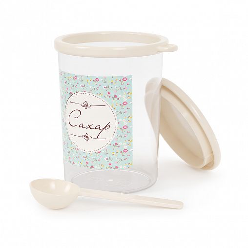 Банка для сыпучих продуктов Альтернатива Ассорти, с ложкой, 1 л, сахар фото