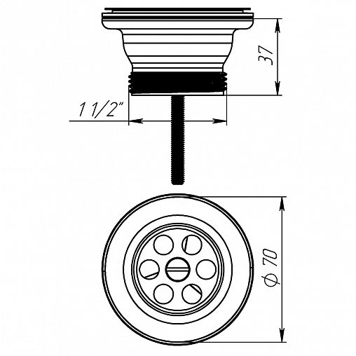 Выпуск для раковины MasterProf, с чашкой 70 мм, 1 1/2" фото
