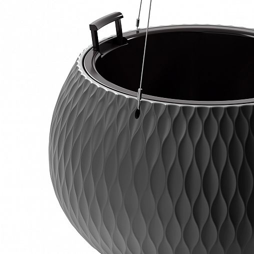 Кашпо подвесное Альтернатива Жемчужина, со вставкой, 9,7 л, графитовое фото