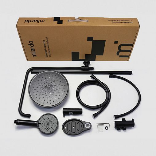 Душевой комплект с тропическим душем Milardo Ideal Spa ILSBL3FM76, черный матовый фото