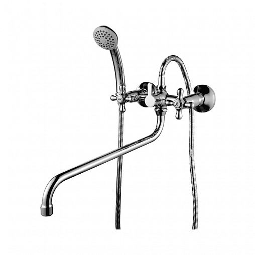 Смеситель для ванны с душем Rossinka H02-84, с длинным изливом, двухвентильный, хром фото