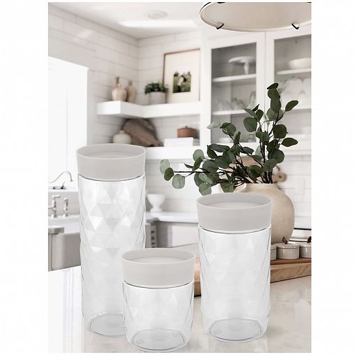 Банка для сыпучих продуктов Plast Team Stockholm, 0,5 л, пепельный жемчуг фото