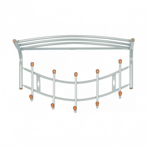 Вешалка настенная с полкой Nika Премиум ВНП4Д/С, 5 крючков, 52,5 x 30 x 23,5 см, серая фото